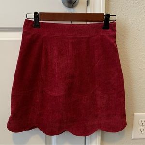 Corduroy Scallop Burgundy Skirt